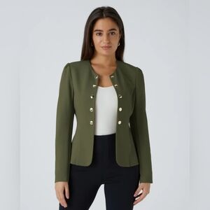Olive Green Sleek Open Blazer